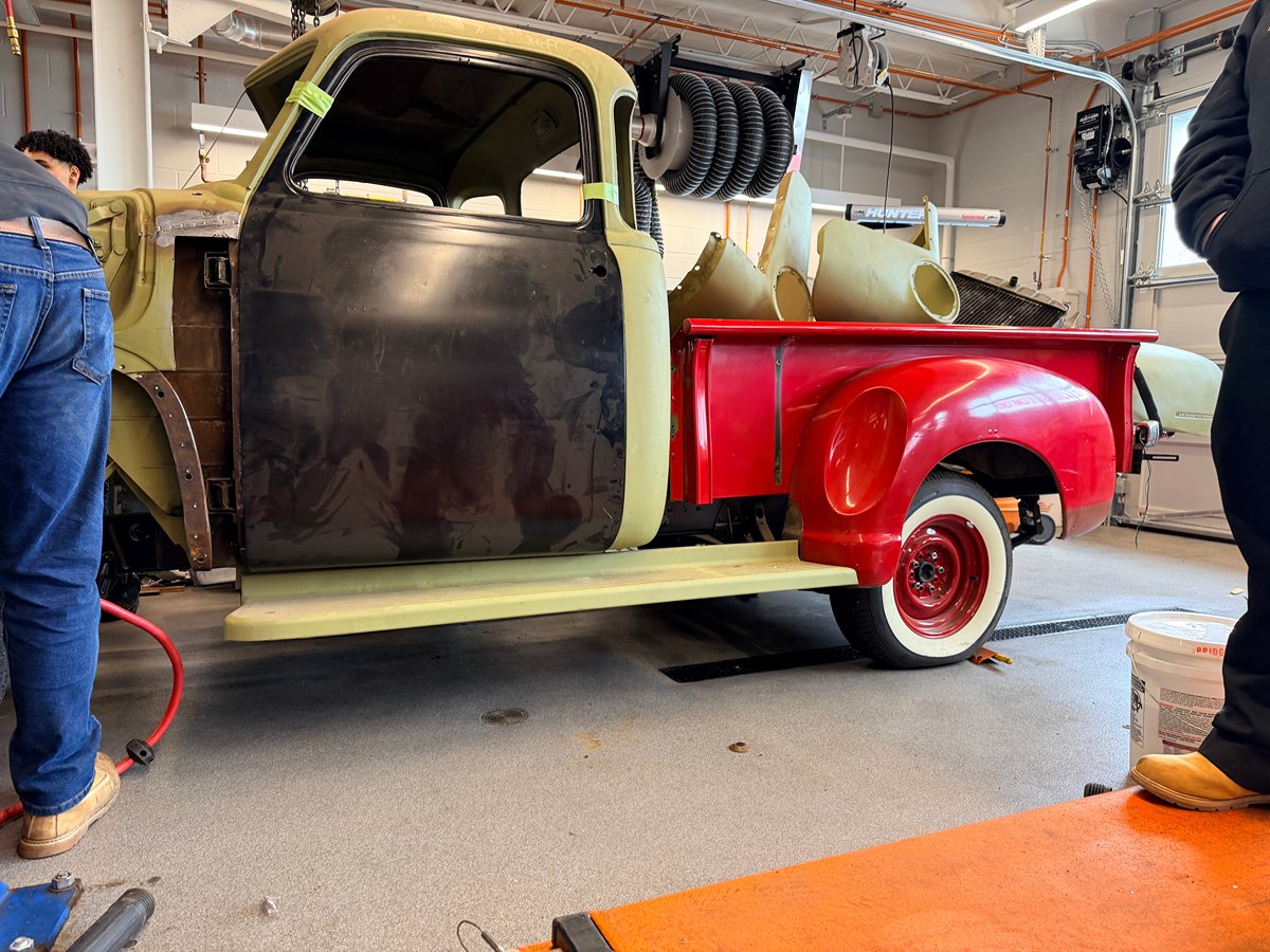 1953 Chevrolet pickup body during restoration